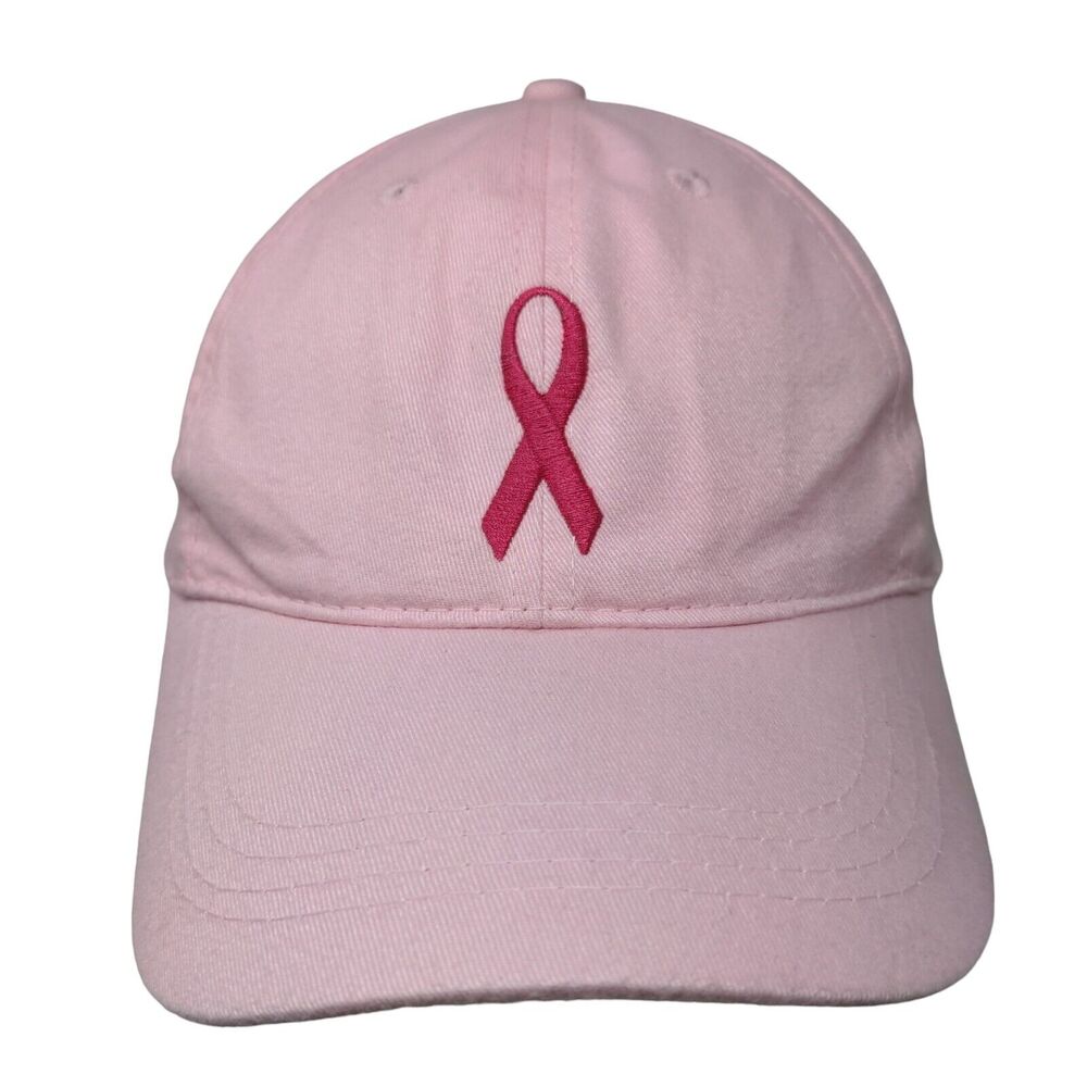 Breast Cancer Awareness Strapback Hat Pink OS Adjustable Embroidered Apollo USA